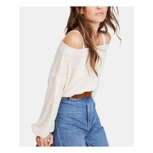 FREE PEOPLE Womens Beige Cold Shoulder Square Neck Top Size: XS
